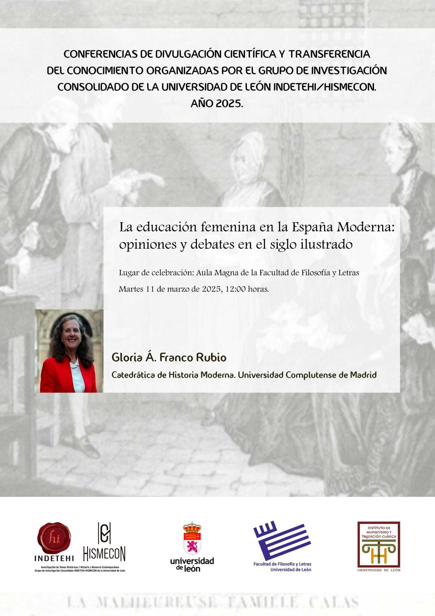 CONFERENCIA 'LA EDUCACIÓN FEMENINA EN LA ESPAÑA MODERNA: OPINIONES Y DEBATES EN EL SIGLO ILUSTRADO'