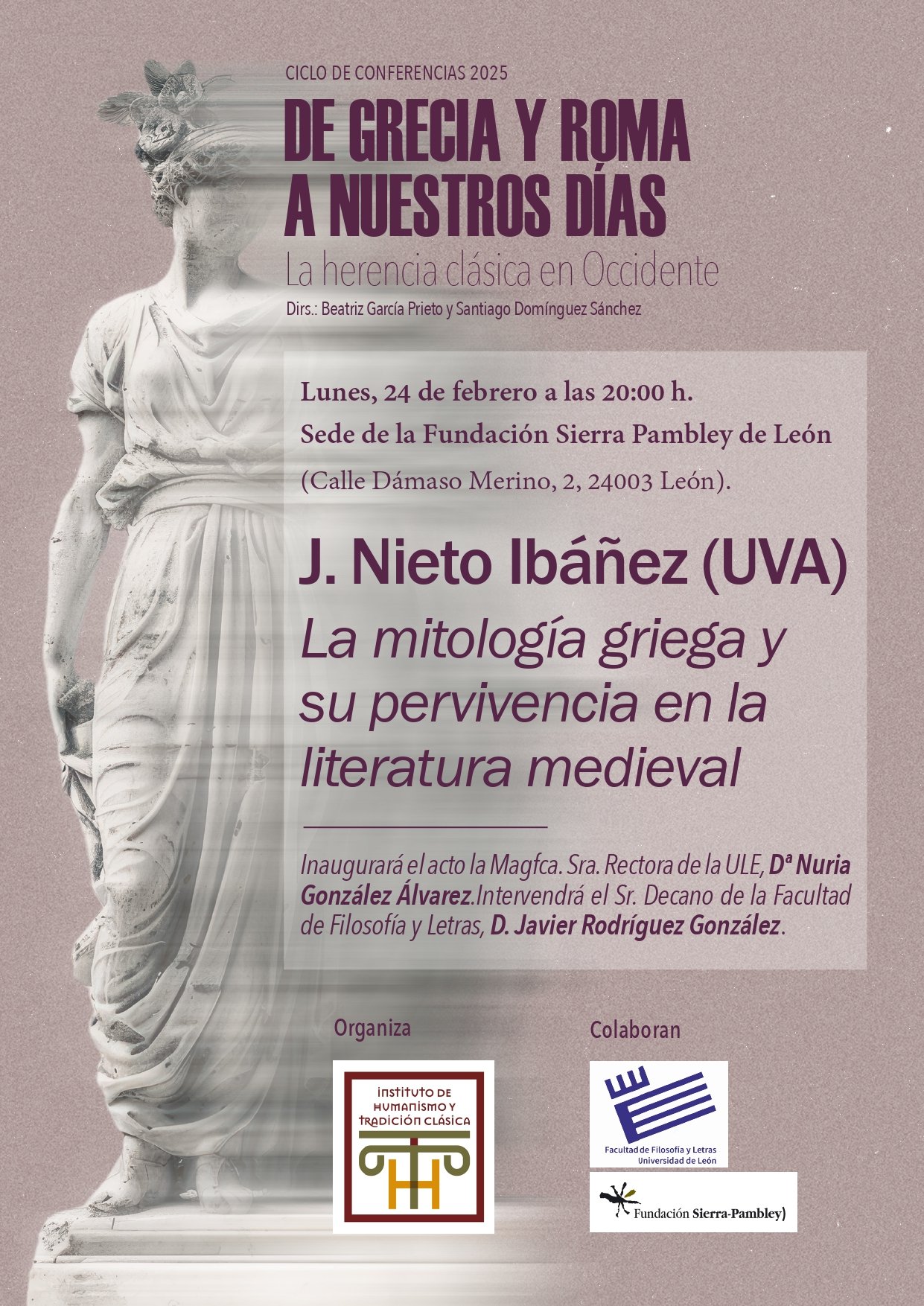 CONFERENCIA 'LA MITOLOGÍA GRIEGA Y SU PERVIVENCIA EN LA LITERATURA MEDIEVAL'